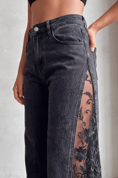 Midnight Bloom Lace Jeans