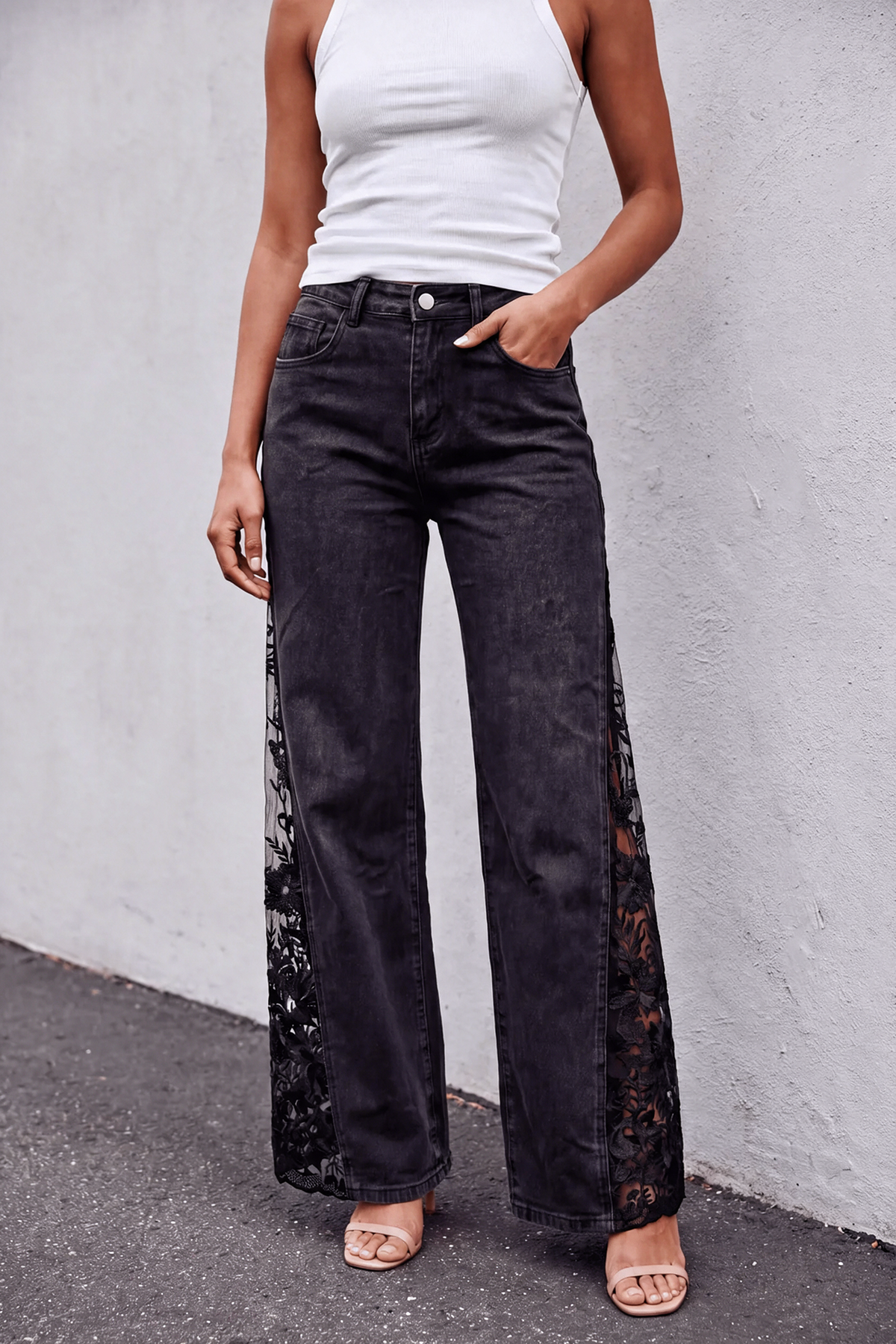 Midnight Bloom Lace Jeans